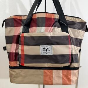 BagY Dai Plaid Travel Tote Weekender Gym Bag Dual Compartment NWOT